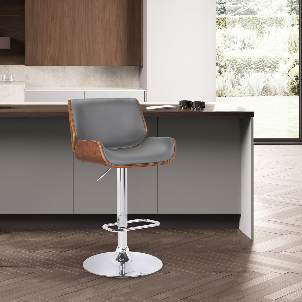 24 Inch Gray Adjustable Height Swivel Bar Stool With Chrome Base 9 24 Inch Gray Adjustable Height Swivel Bar Stool With Chrome Base - Image 9