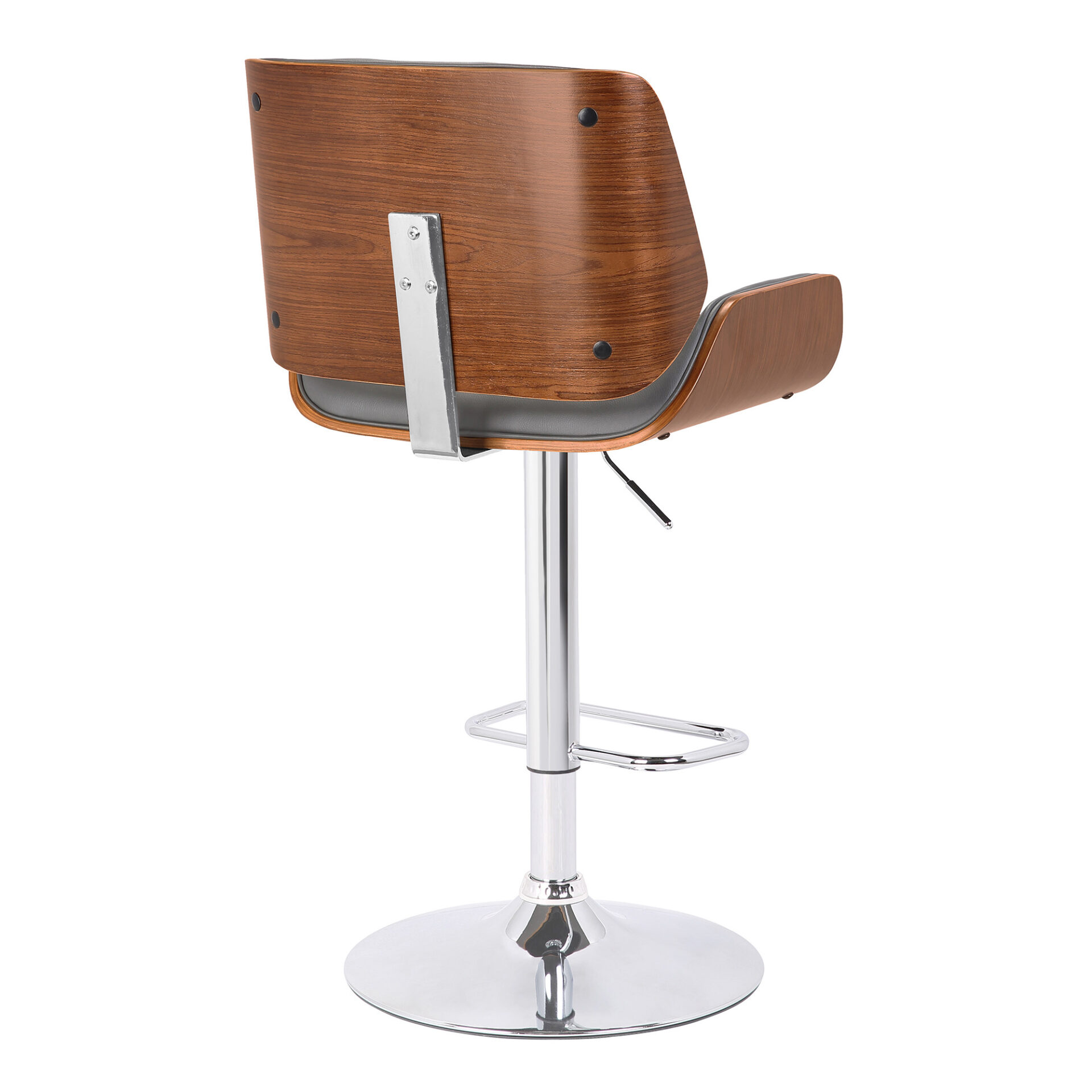 24 Inch Gray Adjustable Height Swivel Bar Stool With Chrome Base 3 24 Inch Gray Adjustable Height Swivel Bar Stool With Chrome Base - Image 3