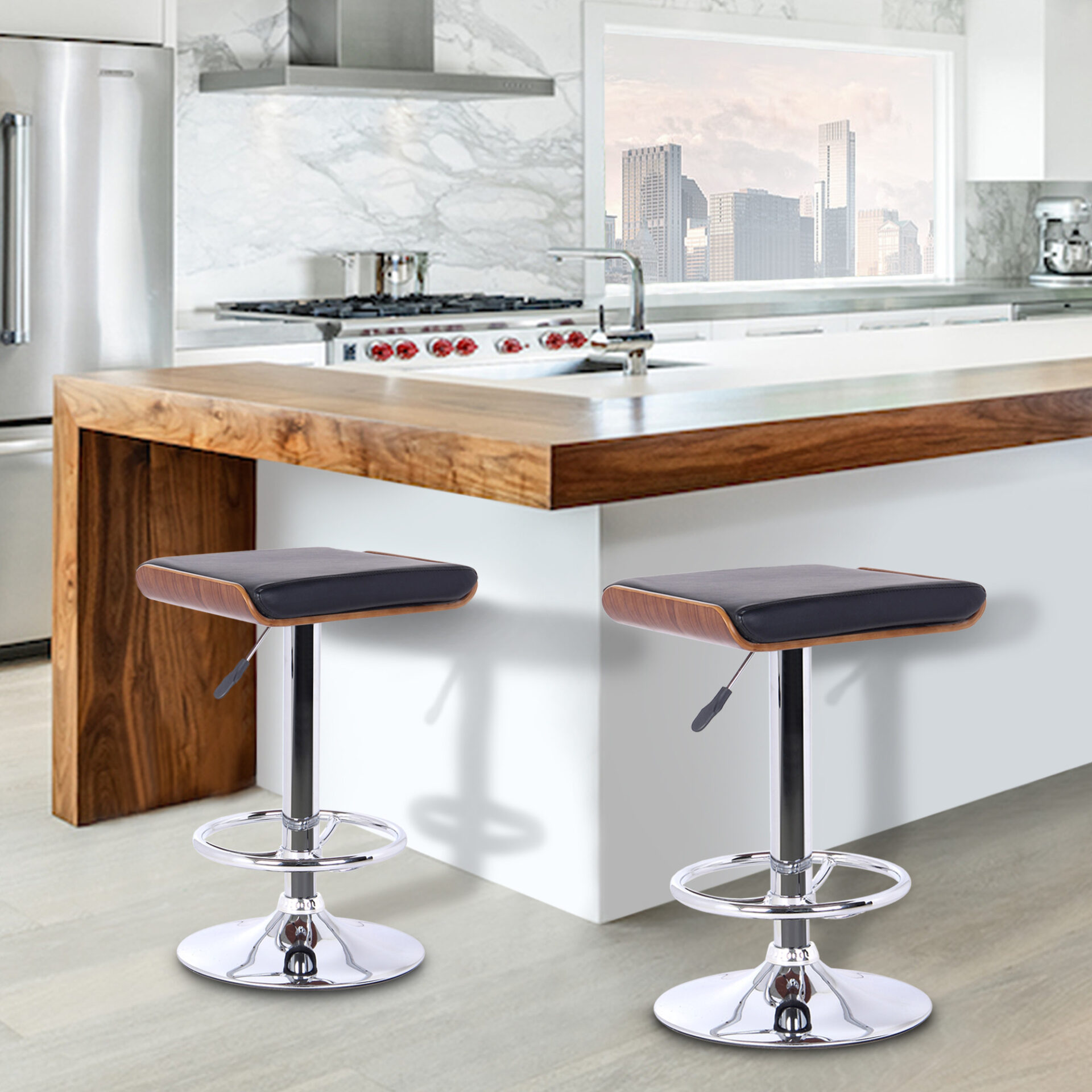 24 Inch Adjustable Modern Black and Silver Swivel Bar Stool 7 24 Inch Adjustable Modern Black and Silver Swivel Bar Stool - Image 7