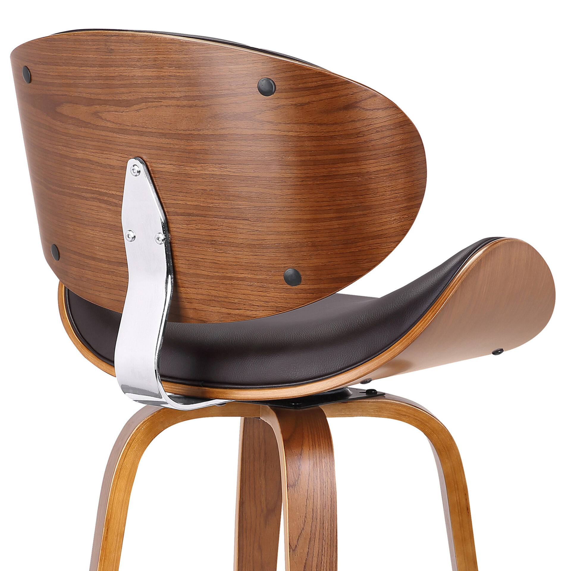 26" Brown Faux Leather Swivel Bar Stool With Footrest 9 26" Brown Faux Leather Swivel Bar Stool With Footrest - Image 9