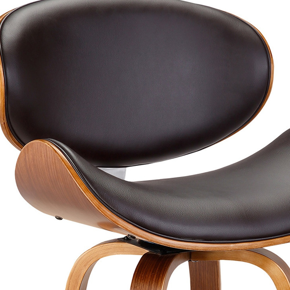 26" Brown Faux Leather Swivel Bar Stool With Footrest 7 26" Brown Faux Leather Swivel Bar Stool With Footrest - Image 7
