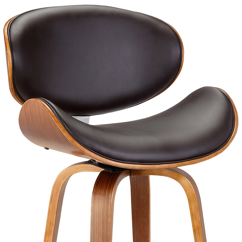 26" Brown Faux Leather Swivel Bar Stool With Footrest 8 26" Brown Faux Leather Swivel Bar Stool With Footrest - Image 8
