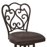 26 Inch Espresso Scroll Back Metal Swivel Bar Stool
