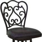 26 Inch Espresso Scroll Back Metal Swivel Bar Stool