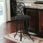 26 Inch Espresso Scroll Back Metal Swivel Bar Stool