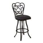 26 Inch Espresso Scroll Back Metal Swivel Bar Stool