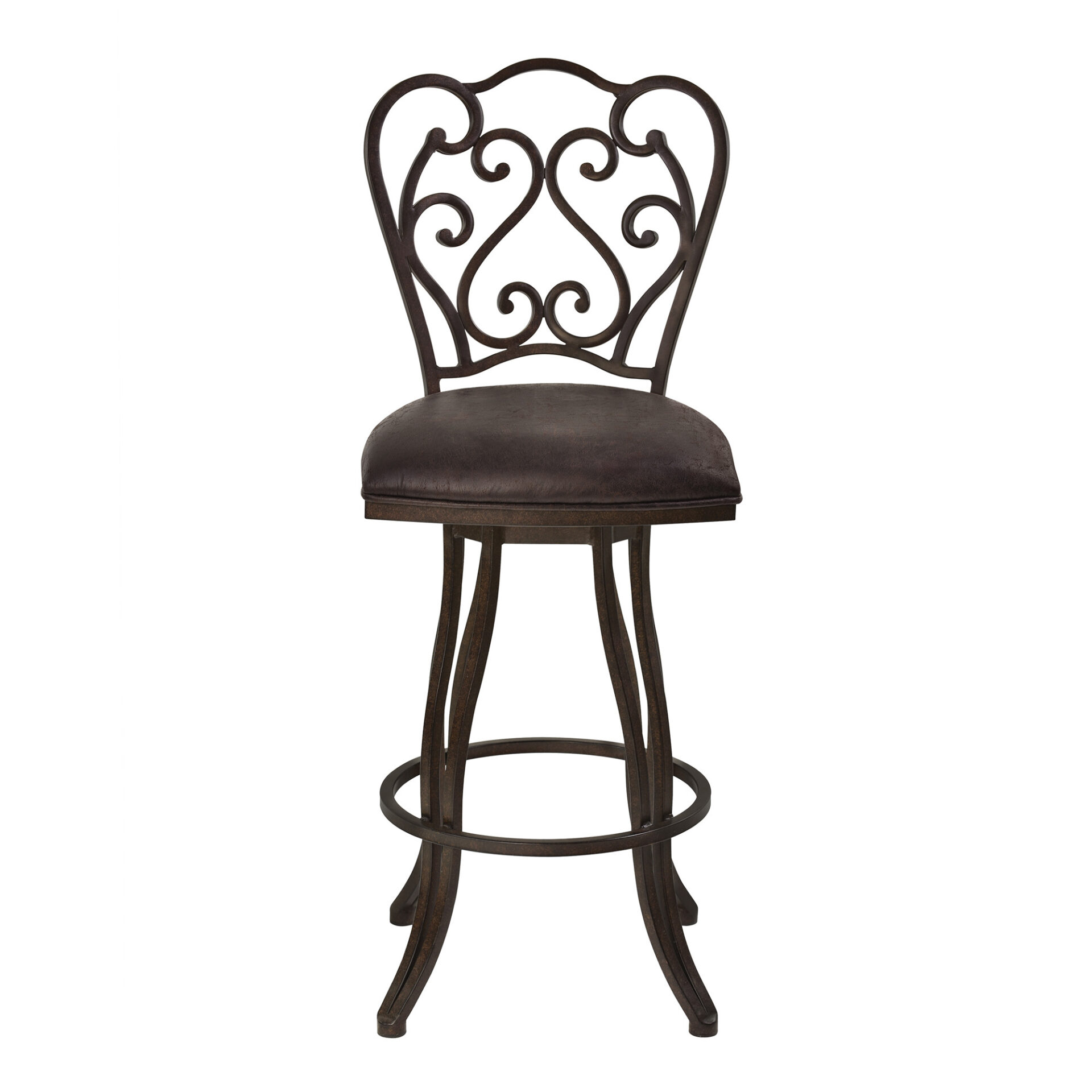 30 Inch Espresso Swivel Bar Stool With Scroll Back Design 4 30 Inch Espresso Swivel Bar Stool With Scroll Back Design - Image 4