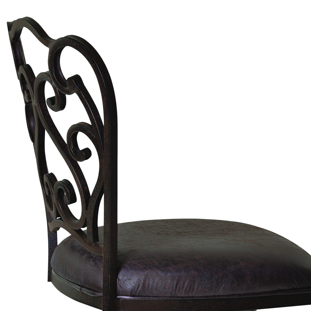 30 Inch Espresso Swivel Bar Stool With Scroll Back Design 7 30 Inch Espresso Swivel Bar Stool With Scroll Back Design - Image 7