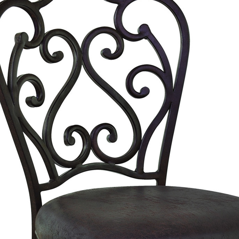 30 Inch Espresso Swivel Bar Stool With Scroll Back Design 9 30 Inch Espresso Swivel Bar Stool With Scroll Back Design - Image 9