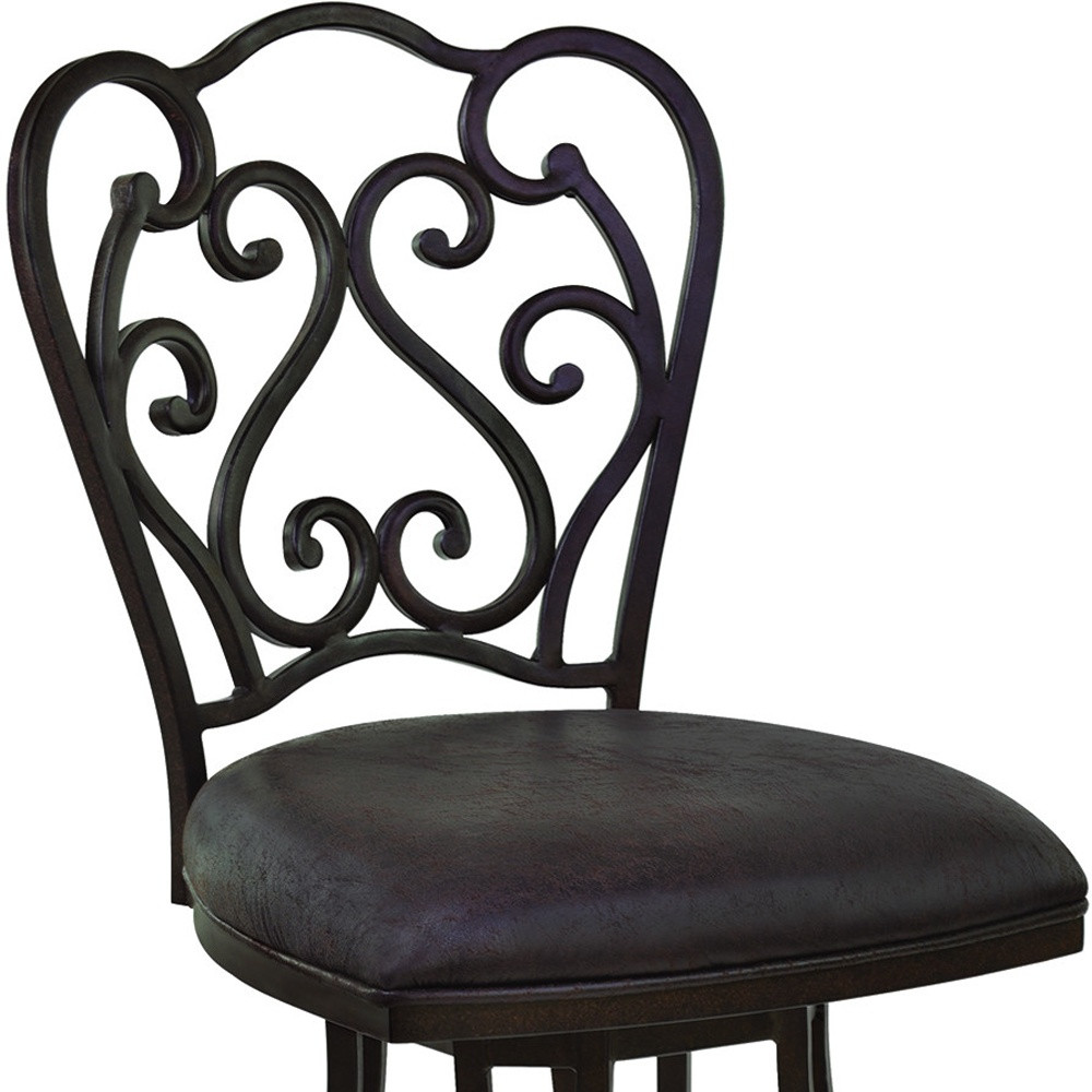 30 Inch Espresso Swivel Bar Stool With Scroll Back Design 8 30 Inch Espresso Swivel Bar Stool With Scroll Back Design - Image 8