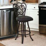 30 Inch Espresso Swivel Bar Stool With Scroll Back Design 11 30 Inch Espresso Swivel Bar Stool With Scroll Back Design
