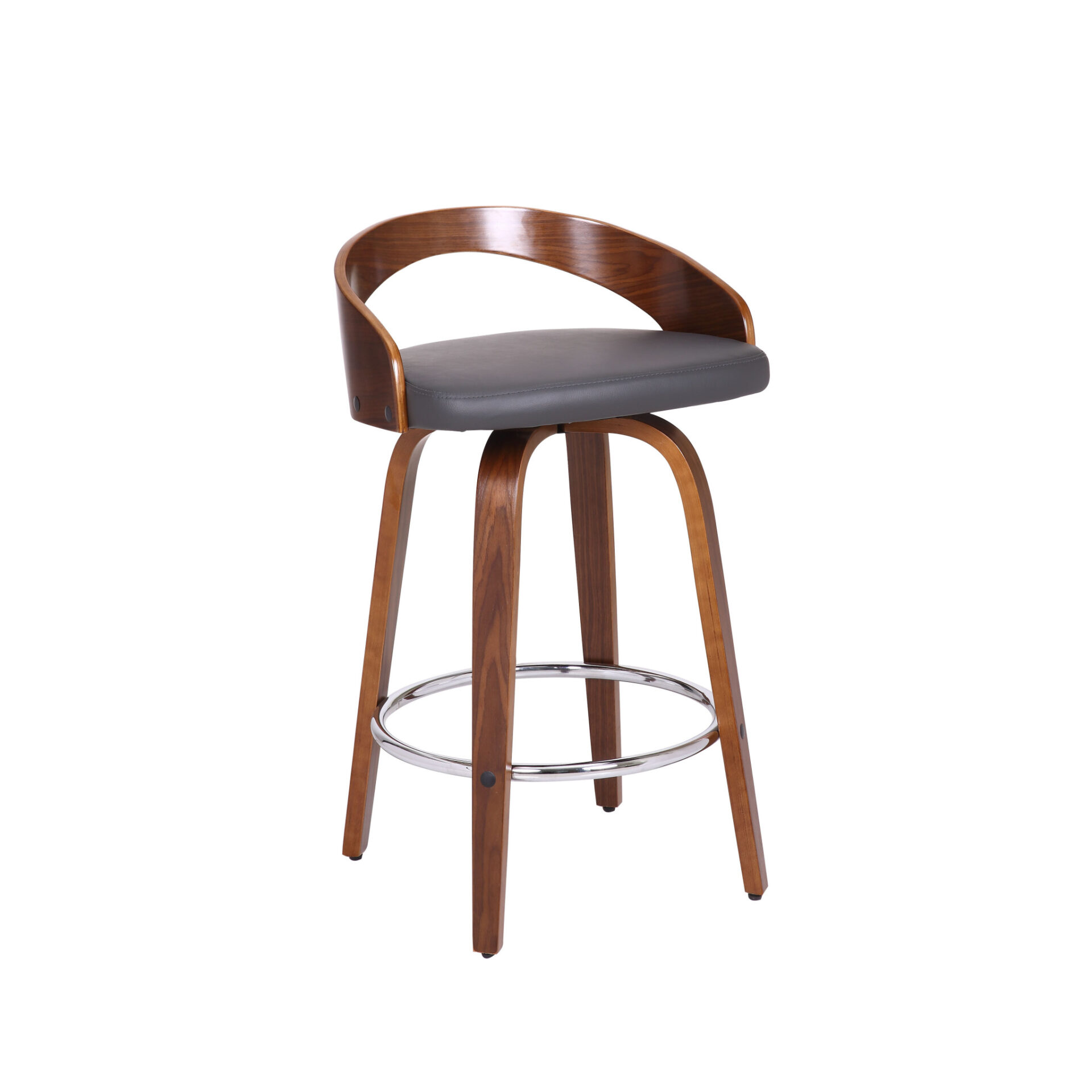 26-Inch Gray and Brown Modern Swivel Counter Height Bar Stool 2 26-Inch Gray and Brown Modern Swivel Counter Height Bar Stool - Image 2