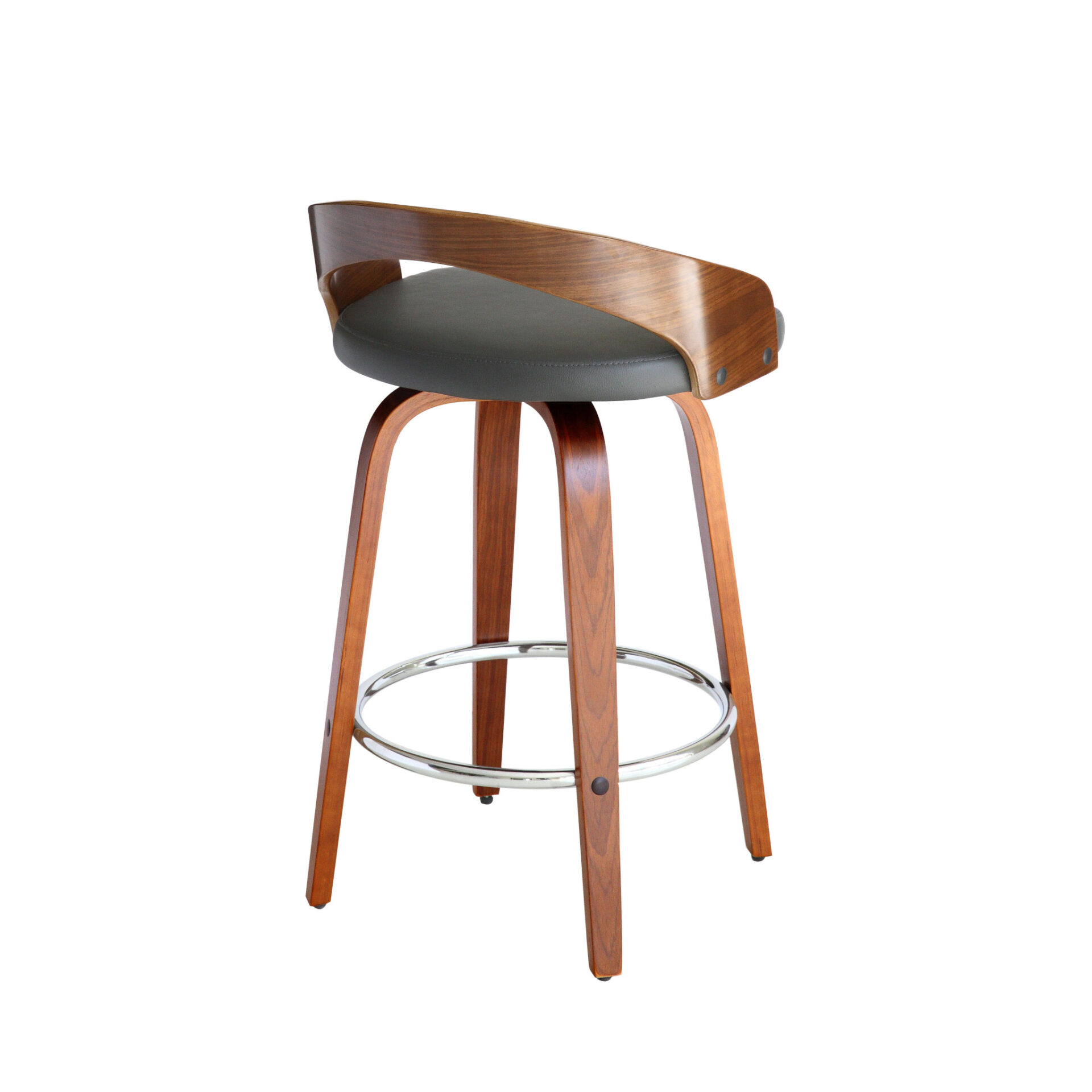 26-Inch Gray and Brown Modern Swivel Counter Height Bar Stool 5 26-Inch Gray and Brown Modern Swivel Counter Height Bar Stool - Image 5