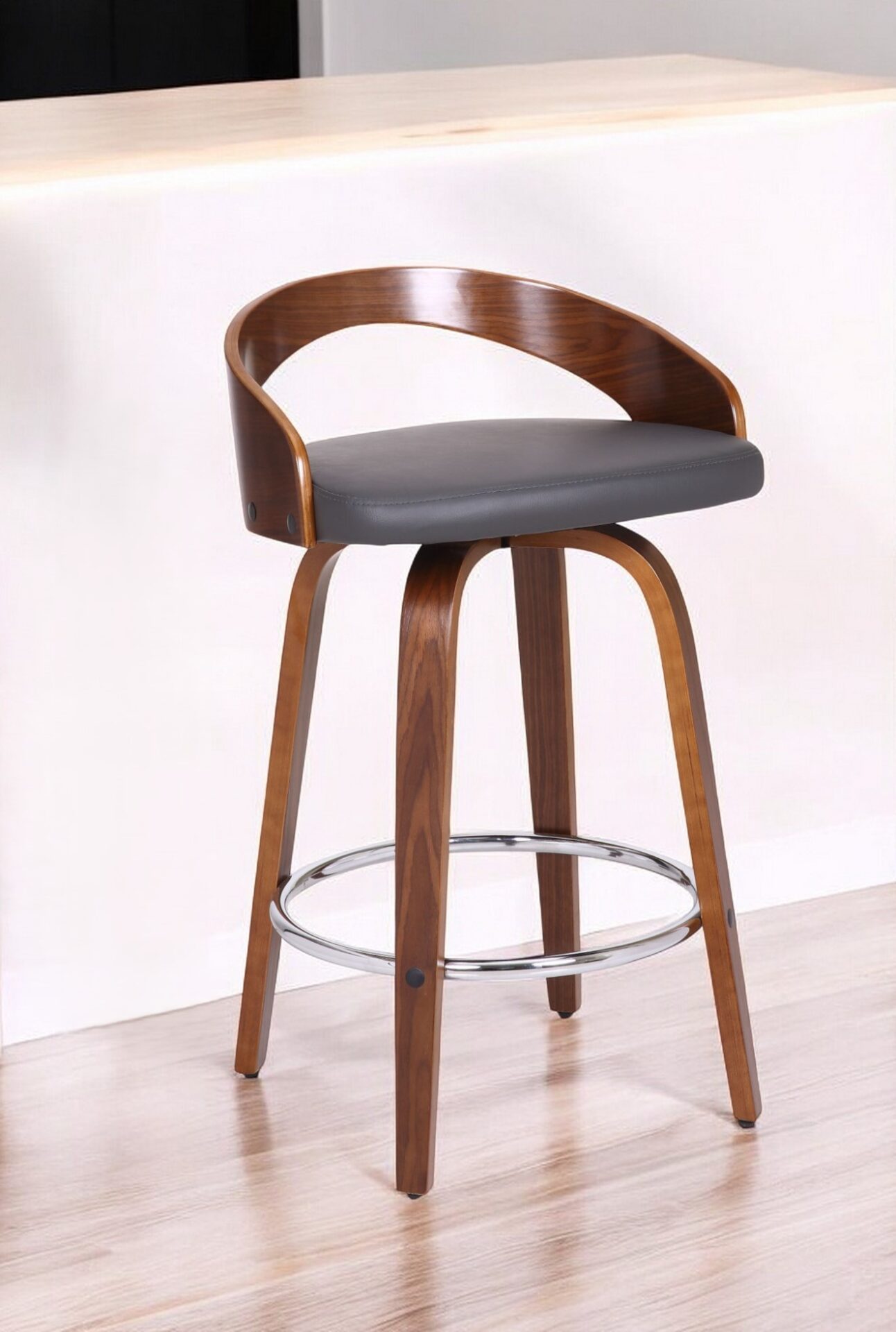 26-Inch Gray and Brown Modern Swivel Counter Height Bar Stool 1 26-Inch Gray and Brown Modern Swivel Counter Height Bar Stool
