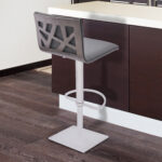 41” Adjustable Modern Gray Faux Leather Swivel Bar Stool 18 41” Adjustable Modern Gray Faux Leather Swivel Bar Stool