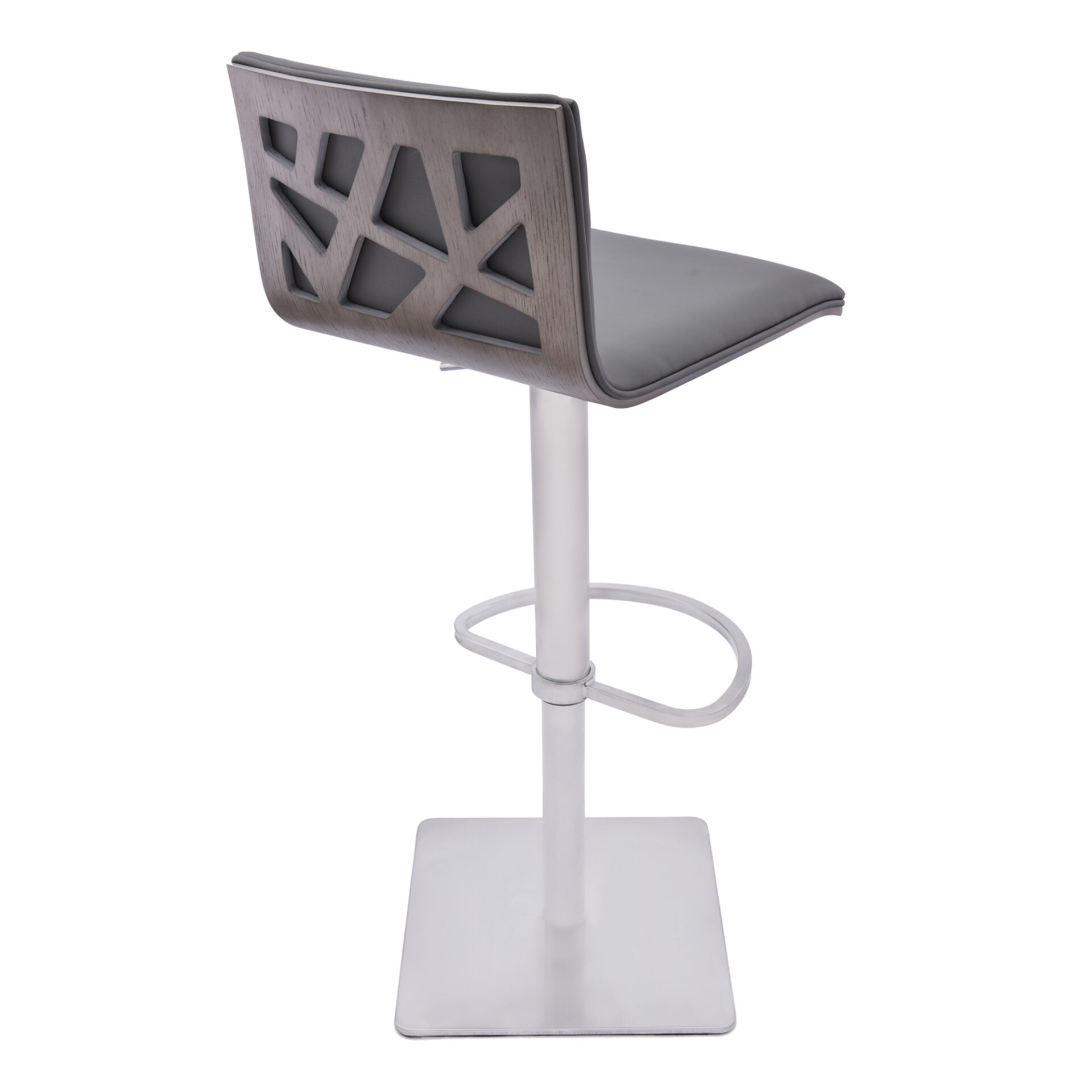 41” Adjustable Modern Gray Faux Leather Swivel Bar Stool 3 41” Adjustable Modern Gray Faux Leather Swivel Bar Stool - Image 3