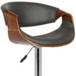 24” Adjustable Modern Grey Faux Leather Bar Stool with Swivel