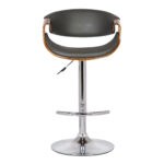 24” Adjustable Modern Grey Faux Leather Bar Stool with Swivel