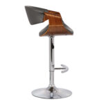 24” Adjustable Modern Grey Faux Leather Bar Stool with Swivel