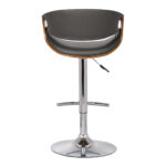24” Adjustable Modern Grey Faux Leather Bar Stool with Swivel