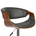 24” Adjustable Modern Grey Faux Leather Bar Stool with Swivel