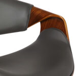 24” Adjustable Modern Grey Faux Leather Bar Stool with Swivel