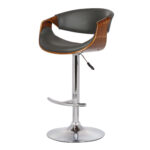24” Adjustable Modern Grey Faux Leather Bar Stool with Swivel