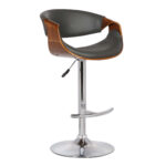 24” Adjustable Modern Grey Faux Leather Bar Stool with Swivel