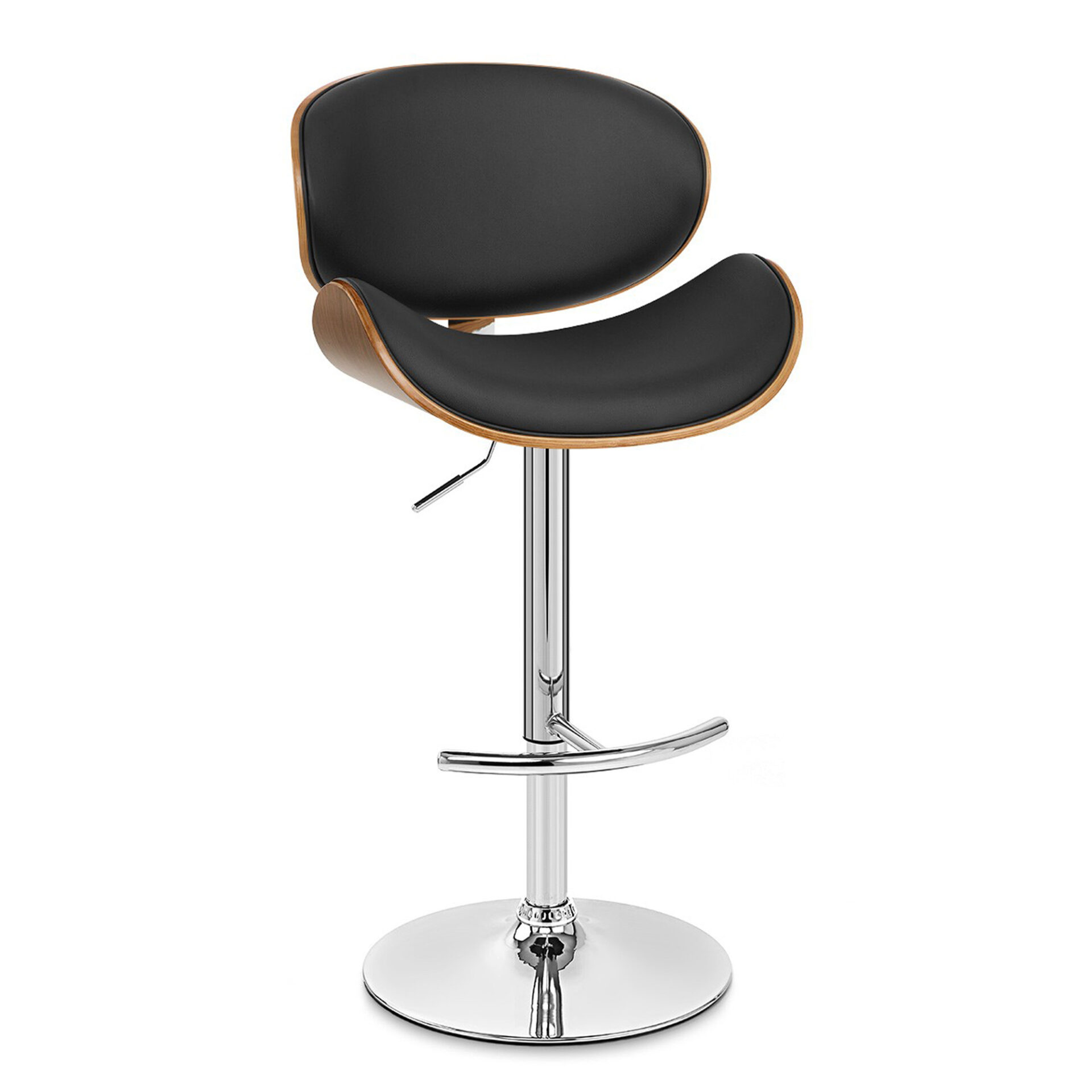45 Inch Black Silver Faux Leather Adjustable Swivel Bar Stool 1 45 Inch Black Silver Faux Leather Adjustable Swivel Bar Stool