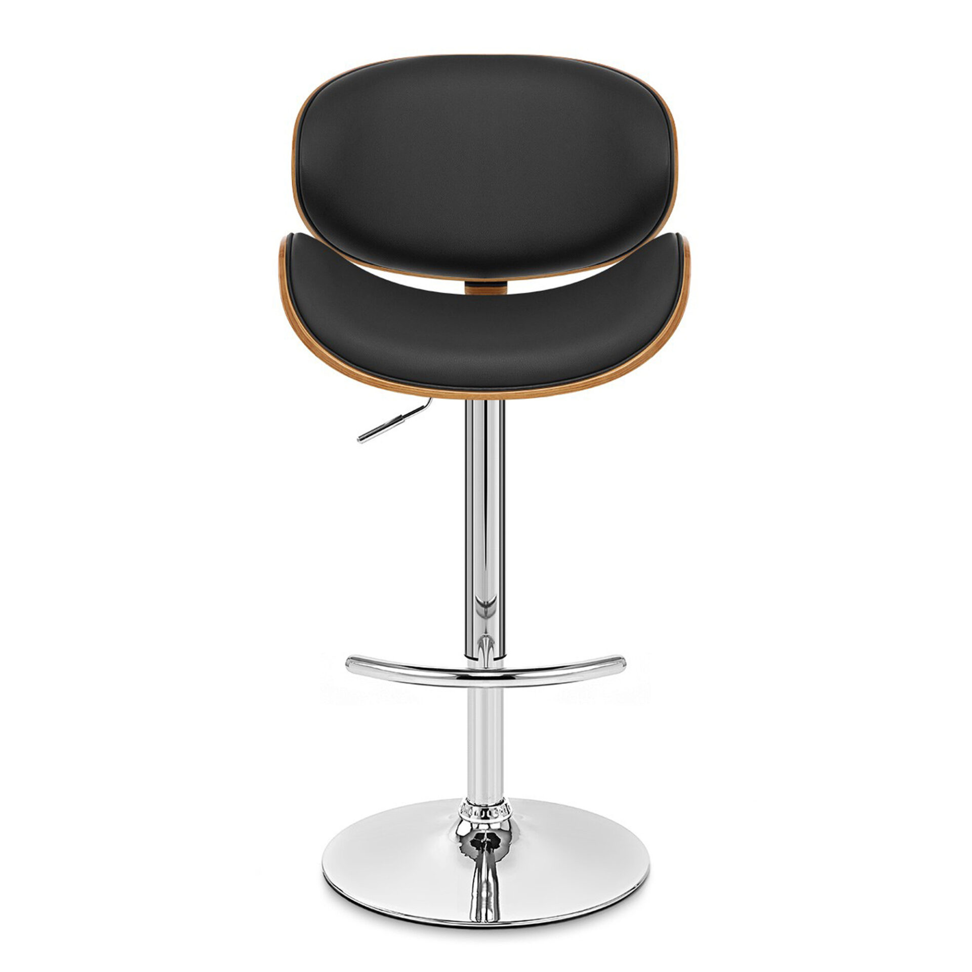 45 Inch Black Silver Faux Leather Adjustable Swivel Bar Stool 3 45 Inch Black Silver Faux Leather Adjustable Swivel Bar Stool - Image 3