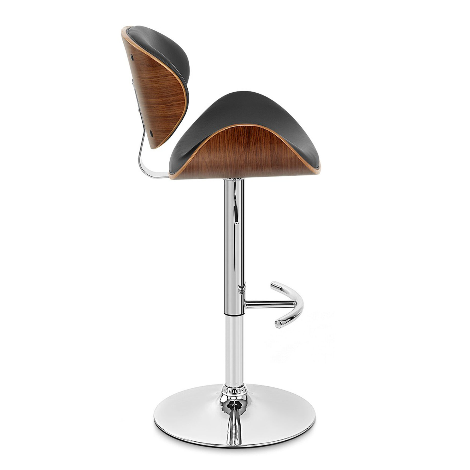 45 Inch Black Silver Faux Leather Adjustable Swivel Bar Stool 4 45 Inch Black Silver Faux Leather Adjustable Swivel Bar Stool - Image 4