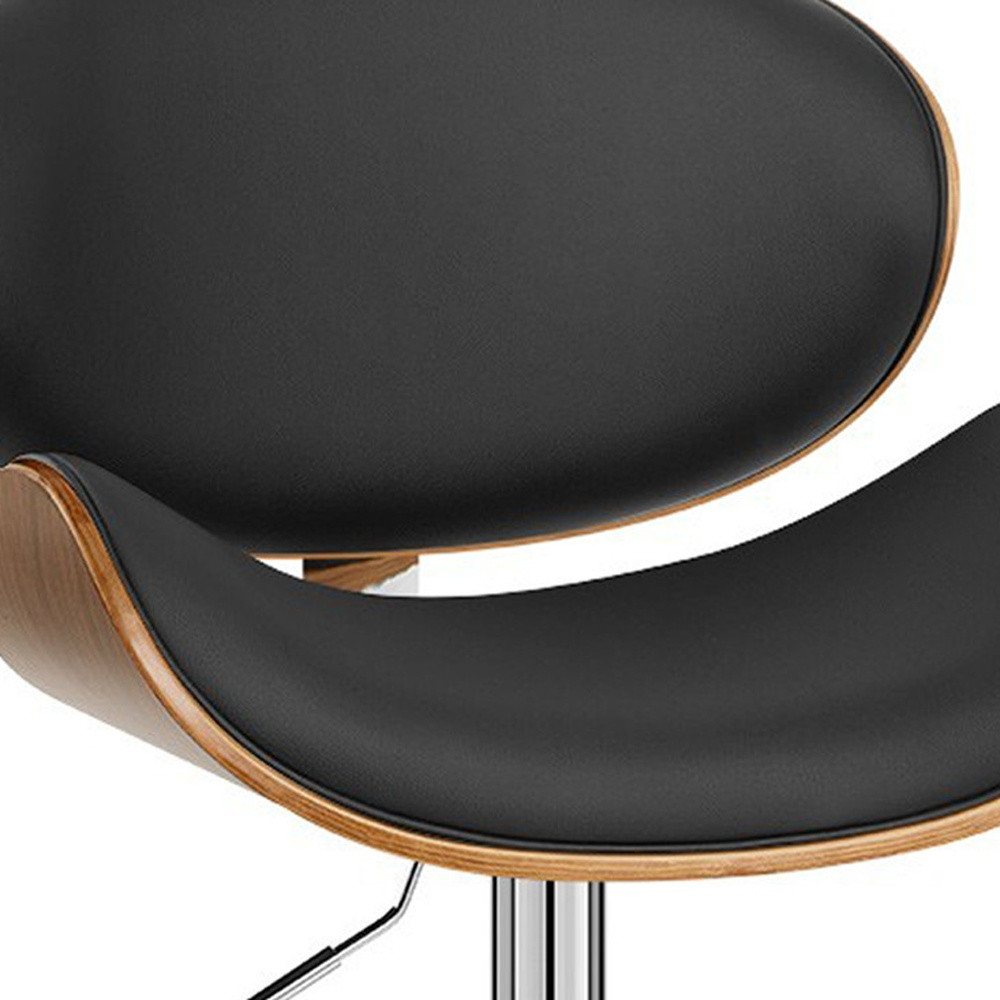 45 Inch Black Silver Faux Leather Adjustable Swivel Bar Stool 9 45 Inch Black Silver Faux Leather Adjustable Swivel Bar Stool - Image 9