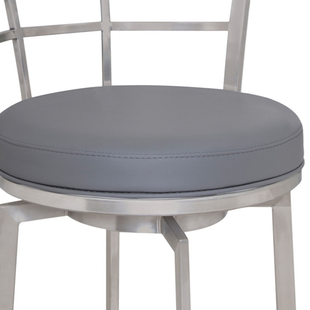 35" Gray Faux Leather Swivel Low Back Counter Height Bar Stool 5 35" Gray Faux Leather Swivel Low Back Counter Height Bar Stool - Image 5