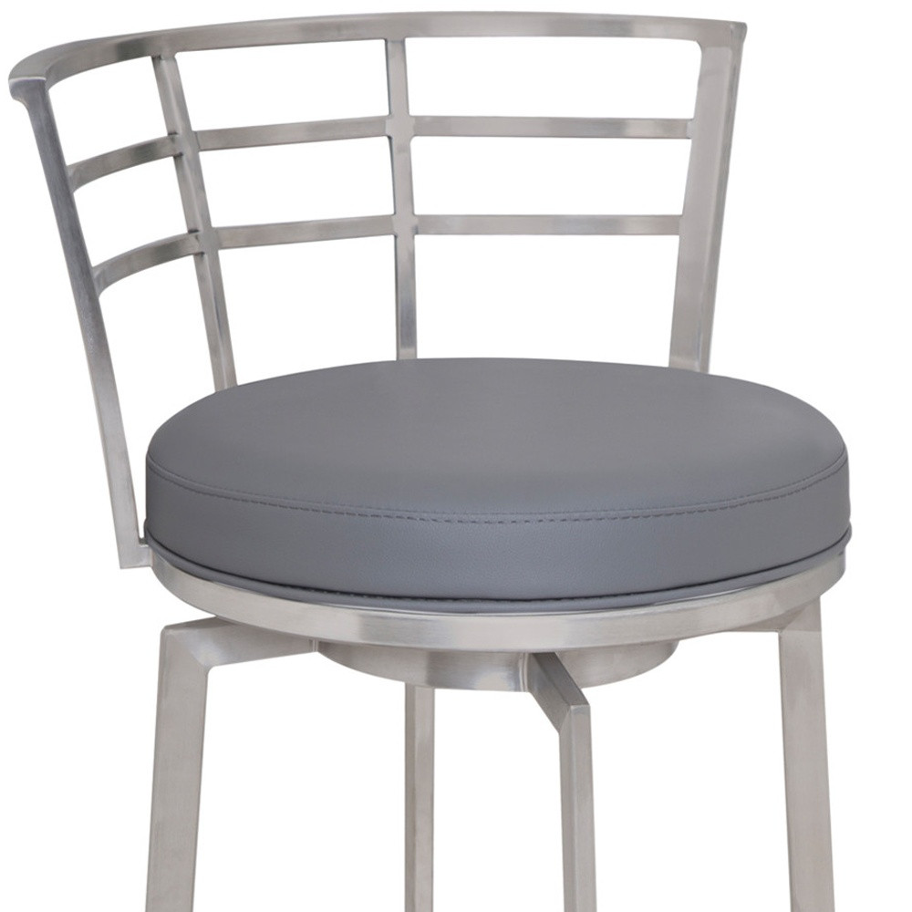 35" Gray Faux Leather Swivel Low Back Counter Height Bar Stool 6 35" Gray Faux Leather Swivel Low Back Counter Height Bar Stool - Image 6