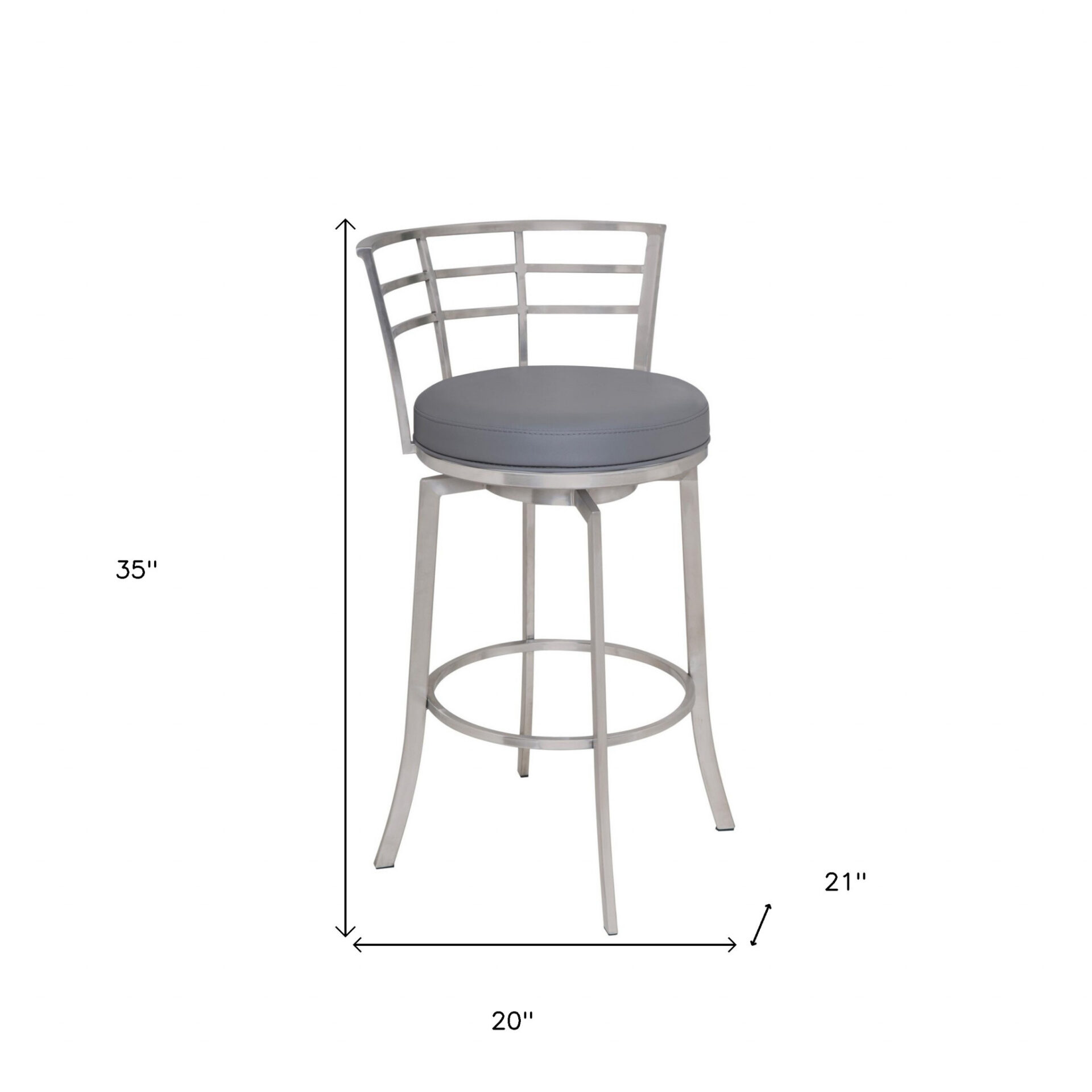 35" Gray Faux Leather Swivel Low Back Counter Height Bar Stool 8 35" Gray Faux Leather Swivel Low Back Counter Height Bar Stool - Image 8