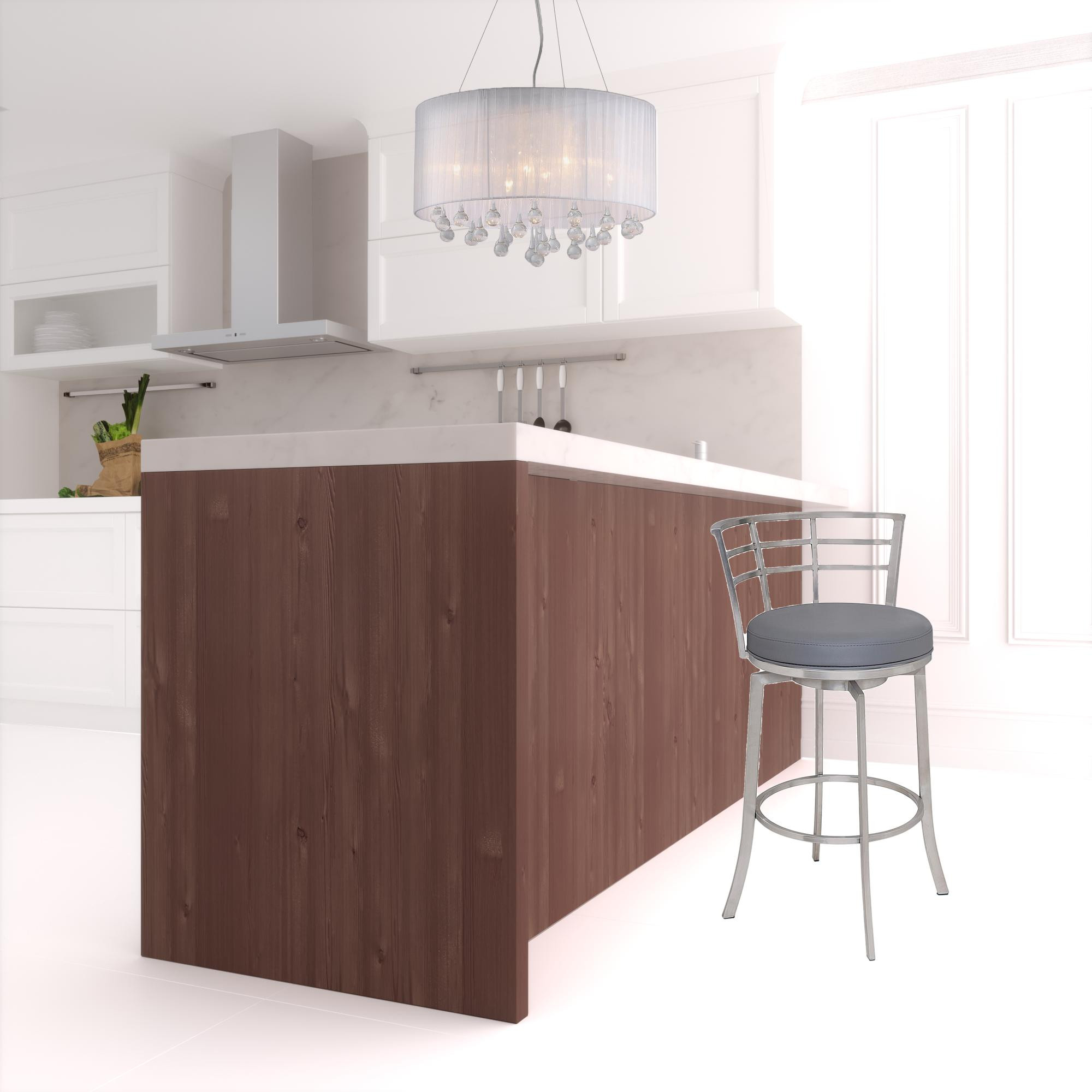 35" Gray Faux Leather Swivel Low Back Counter Height Bar Stool 10 35" Gray Faux Leather Swivel Low Back Counter Height Bar Stool