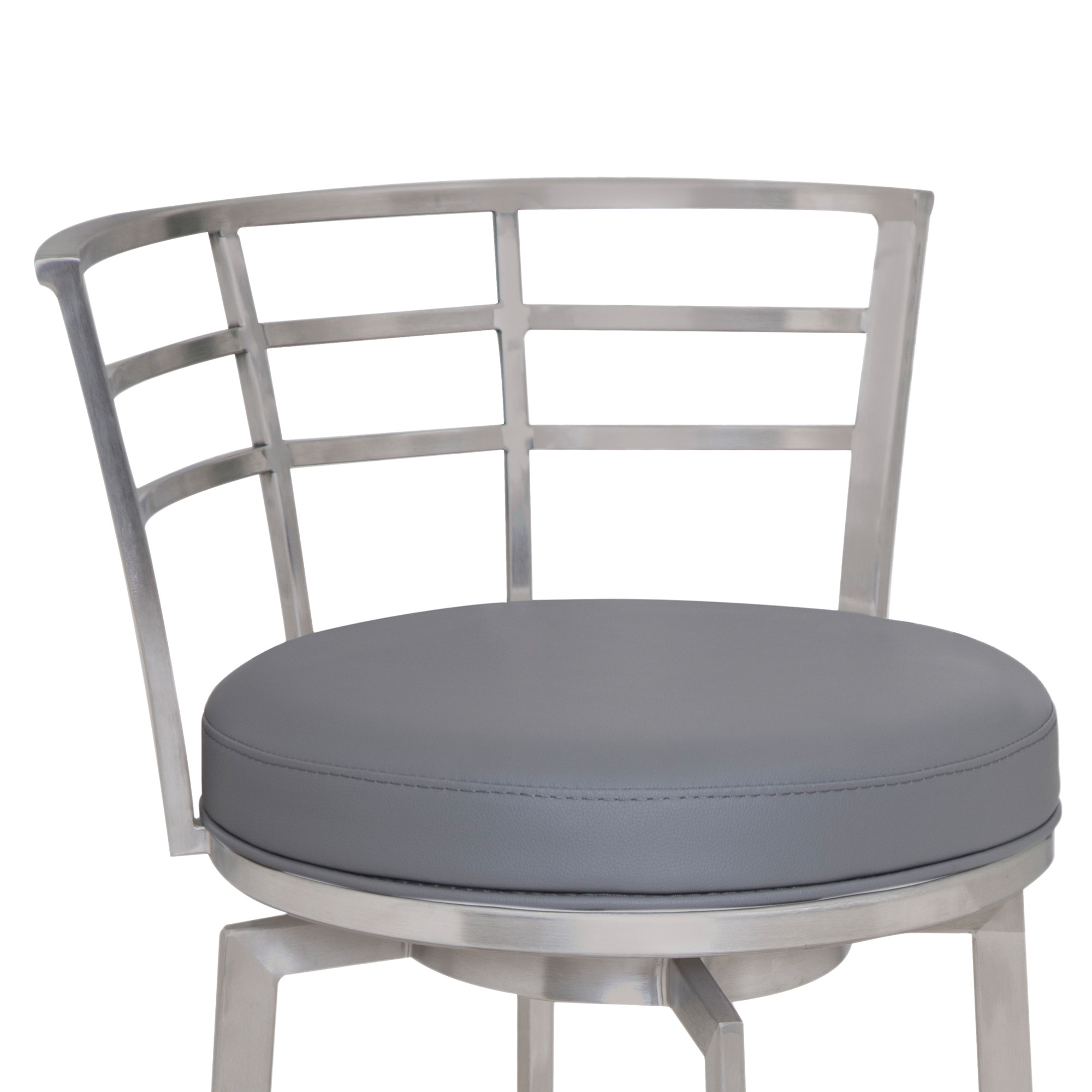 35" Gray Faux Leather Swivel Low Back Counter Height Bar Stool 3 35" Gray Faux Leather Swivel Low Back Counter Height Bar Stool - Image 3