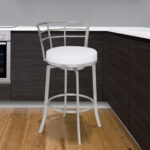 26" White Faux Leather Swivel Low Back Counter Bar Stool
