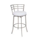 26" White Faux Leather Swivel Low Back Counter Bar Stool