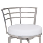 26" White Faux Leather Swivel Low Back Counter Bar Stool