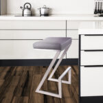 26 Inch Gray and Silver Backless Iron Bar Stool