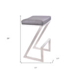 26 Inch Gray and Silver Backless Iron Bar Stool