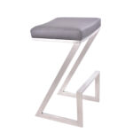 26 Inch Gray and Silver Backless Iron Bar Stool