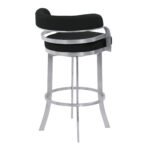 30 Inch Black Silver Faux Leather Swivel Modern Bar Stool