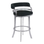 30 Inch Black Silver Faux Leather Swivel Modern Bar Stool