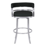 30 Inch Black Silver Faux Leather Swivel Modern Bar Stool