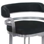 30 Inch Black Silver Faux Leather Swivel Modern Bar Stool