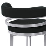 30 Inch Black Silver Faux Leather Swivel Modern Bar Stool