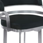 30 Inch Black Silver Faux Leather Swivel Modern Bar Stool
