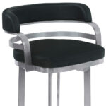 30 Inch Black Silver Faux Leather Swivel Modern Bar Stool